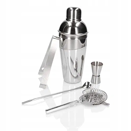 Zestaw barmański 5 el - shaker 550 ml: Gotowy zestaw do miksowania koktajli