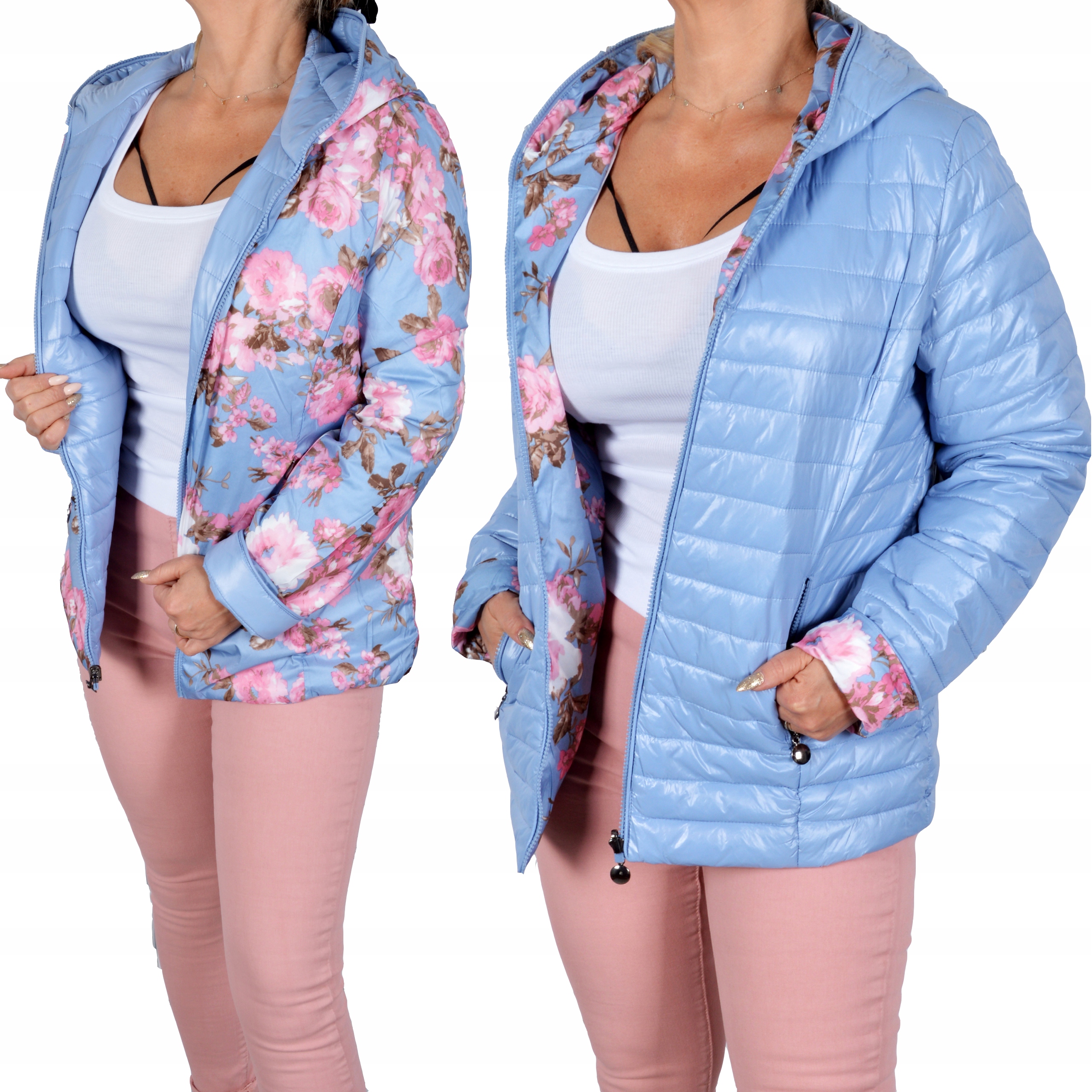 

Pikowana kurtka damska lekka dwustronna Plus Size