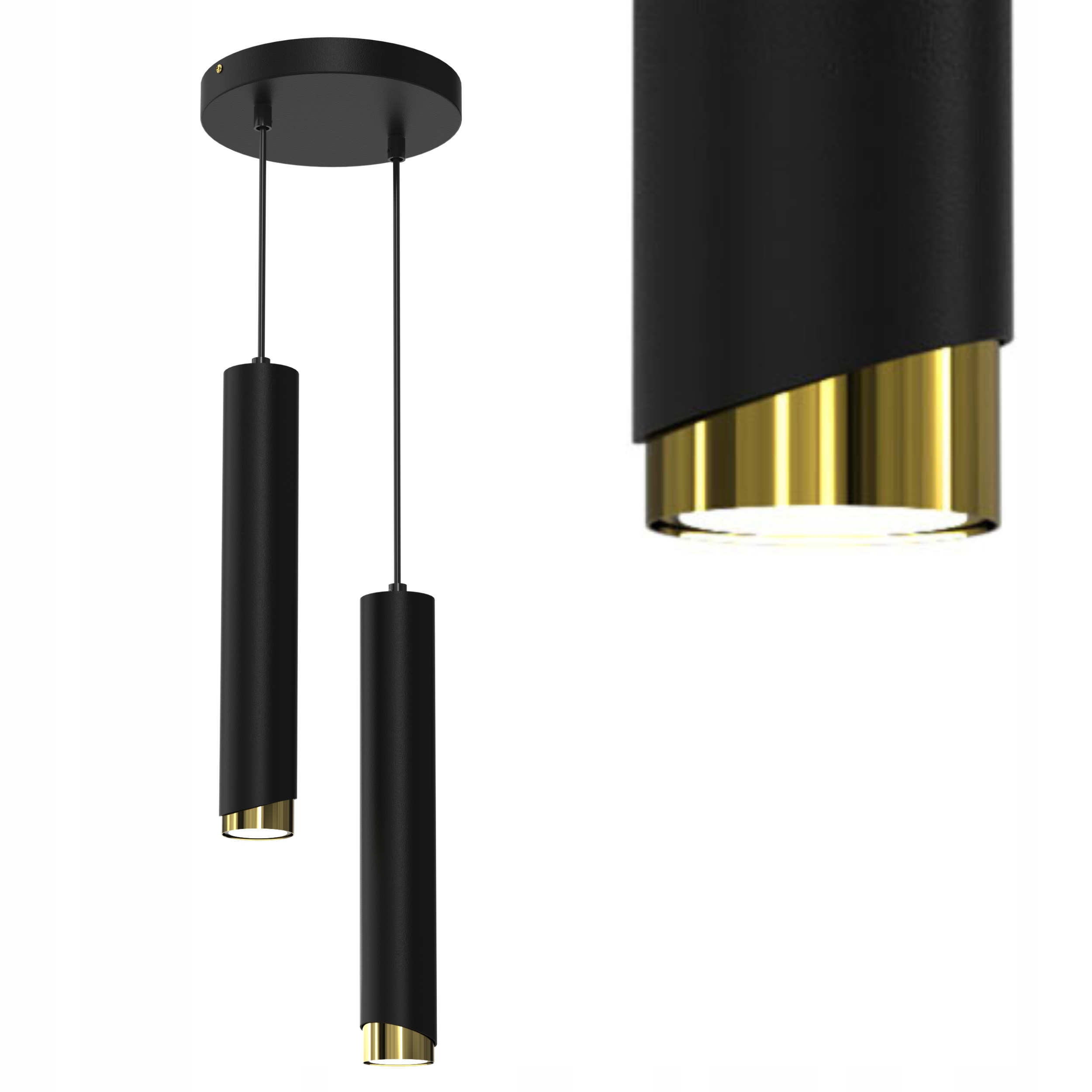 Závěsné Stropní Svítidlo Trubice Metal GU10 Loft Spot Černá Gold