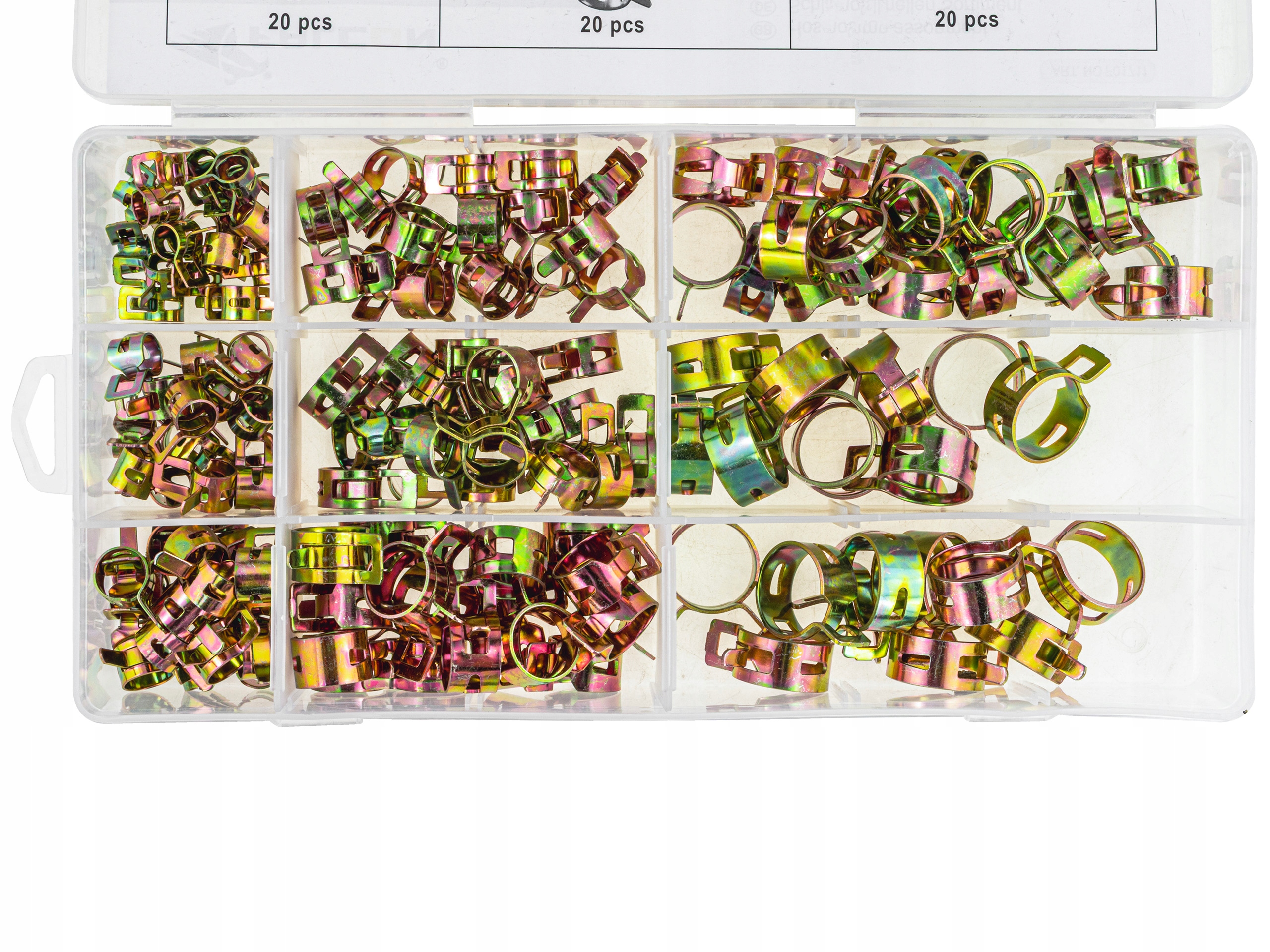 ZESTAW OPASEK SPRĘŻYNOWYCH ZACISKOWYCH NA PRZEWODY 6,5MM-18MM OBEJMY 160SZT Kod producenta F01711