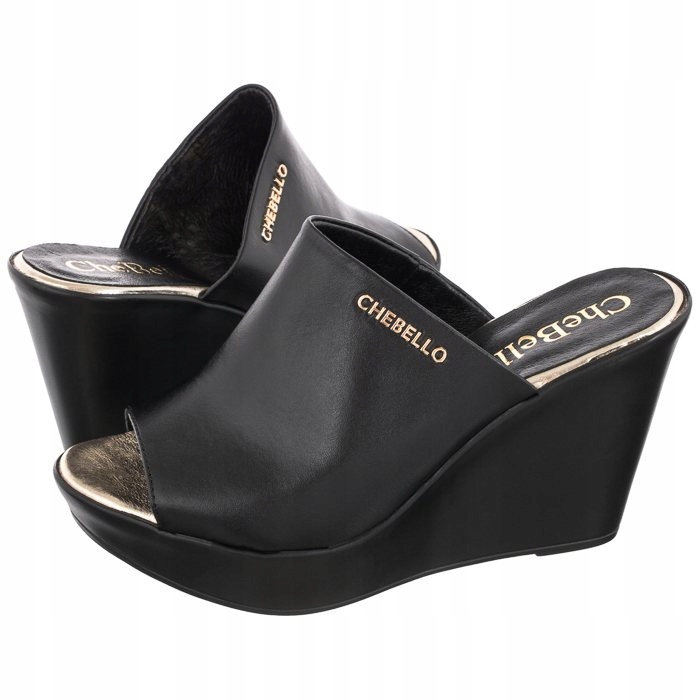 

Buty Damskie Klapki Koturny CheBello Czarne 2696