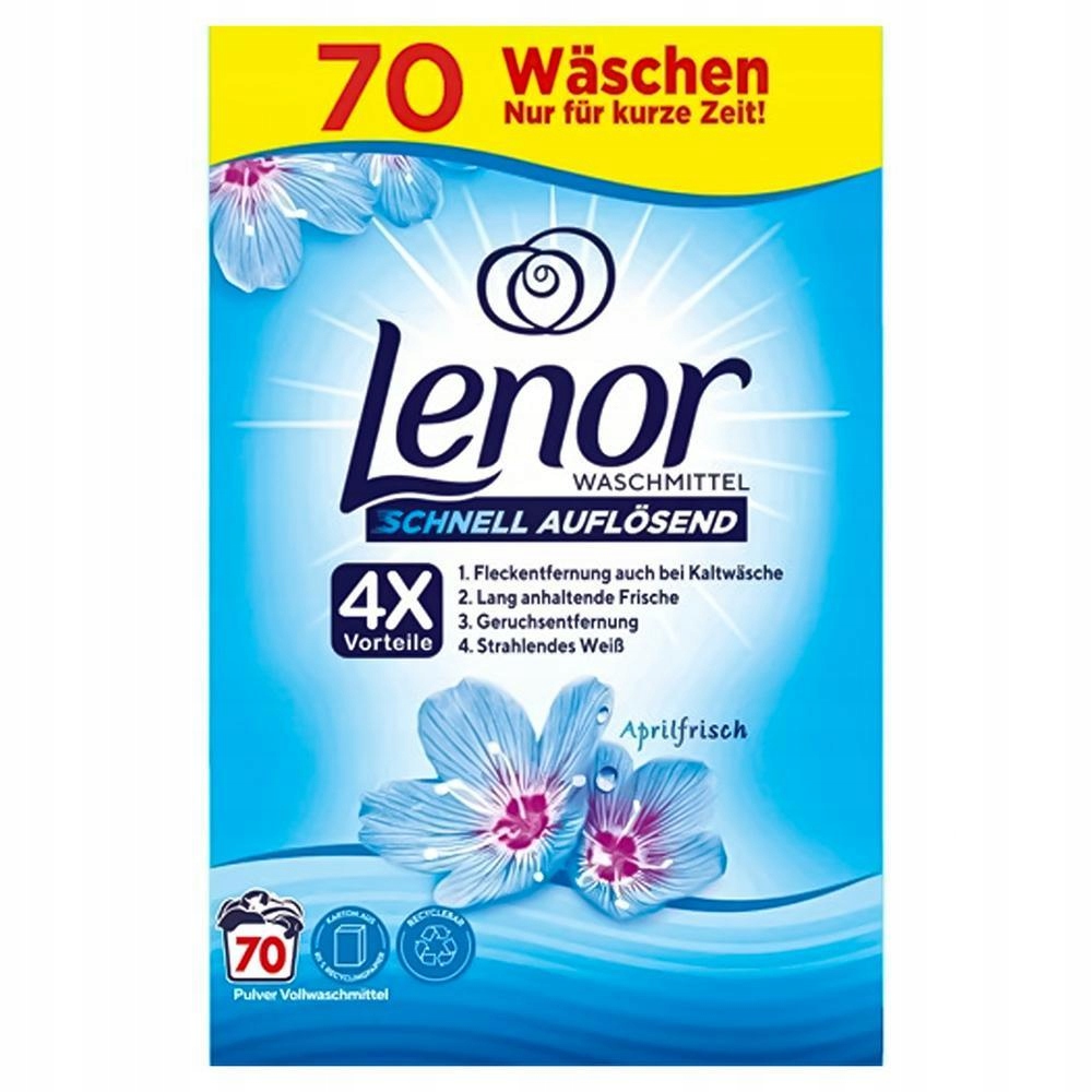 Levně Lenor Aprilfrisch 70 praní 4,2kg německý prášek na bílé prádlo světlý