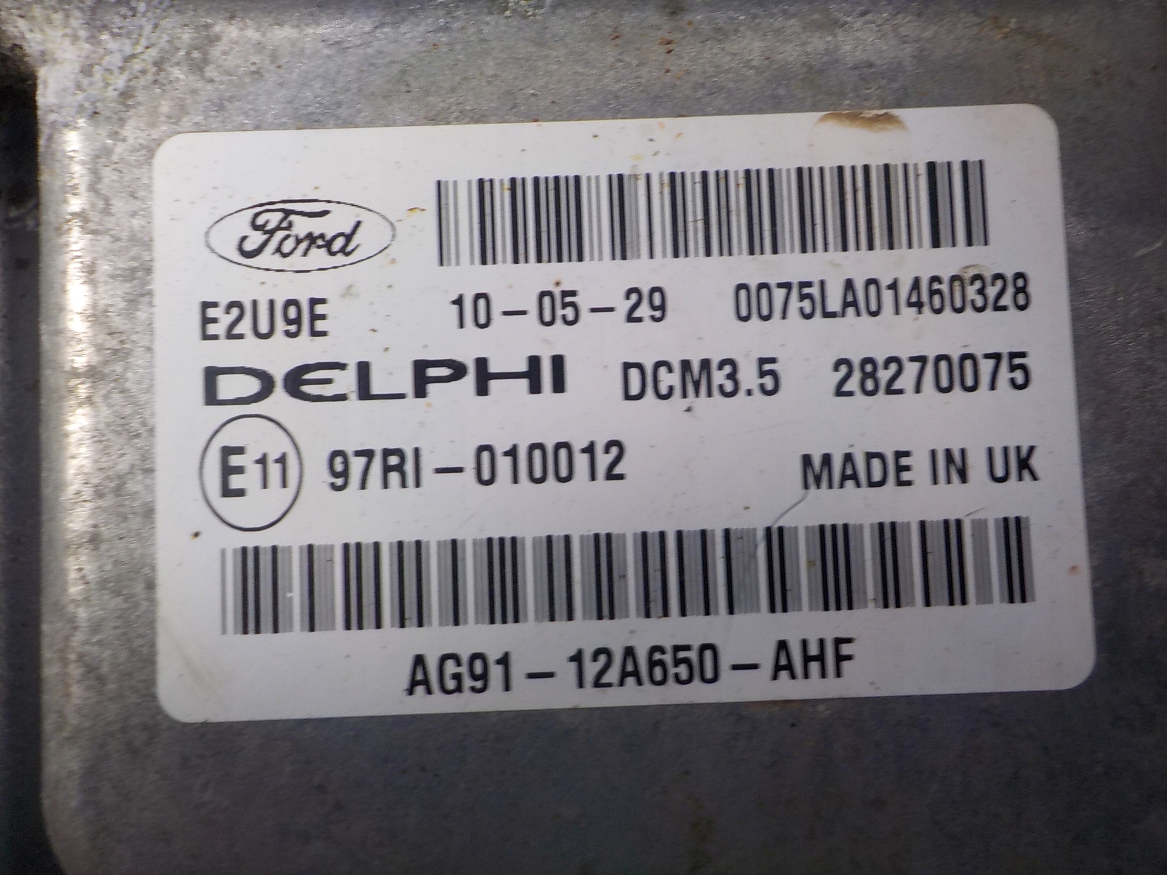 FORD MONDEO IV computer control unit AG91-12A650-AHF 28270075