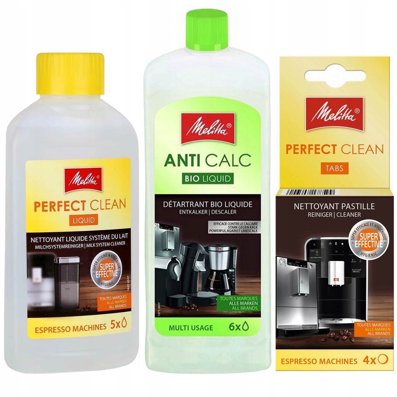 Zestaw Do Konserwacji Ekspresu Kawy Melitta Płyn Odkamieniacz Tabletki 4SZT