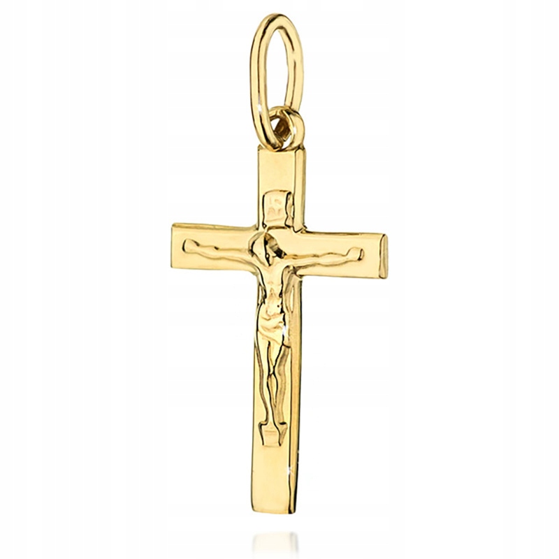 Zlatý Křížek Kříž ryzost 585 14k s Ježíšem Na Křtiny, Prvnímu Svatému Přijímání Krabička