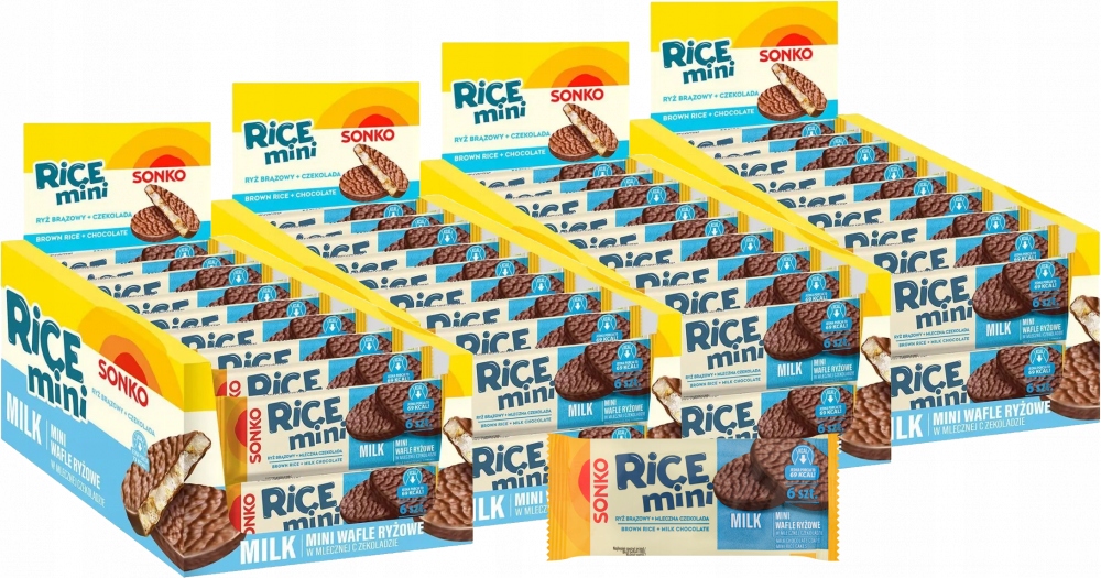 Sonko Mini Wafle Ryżowe Czekolada Mleczna 27g x48