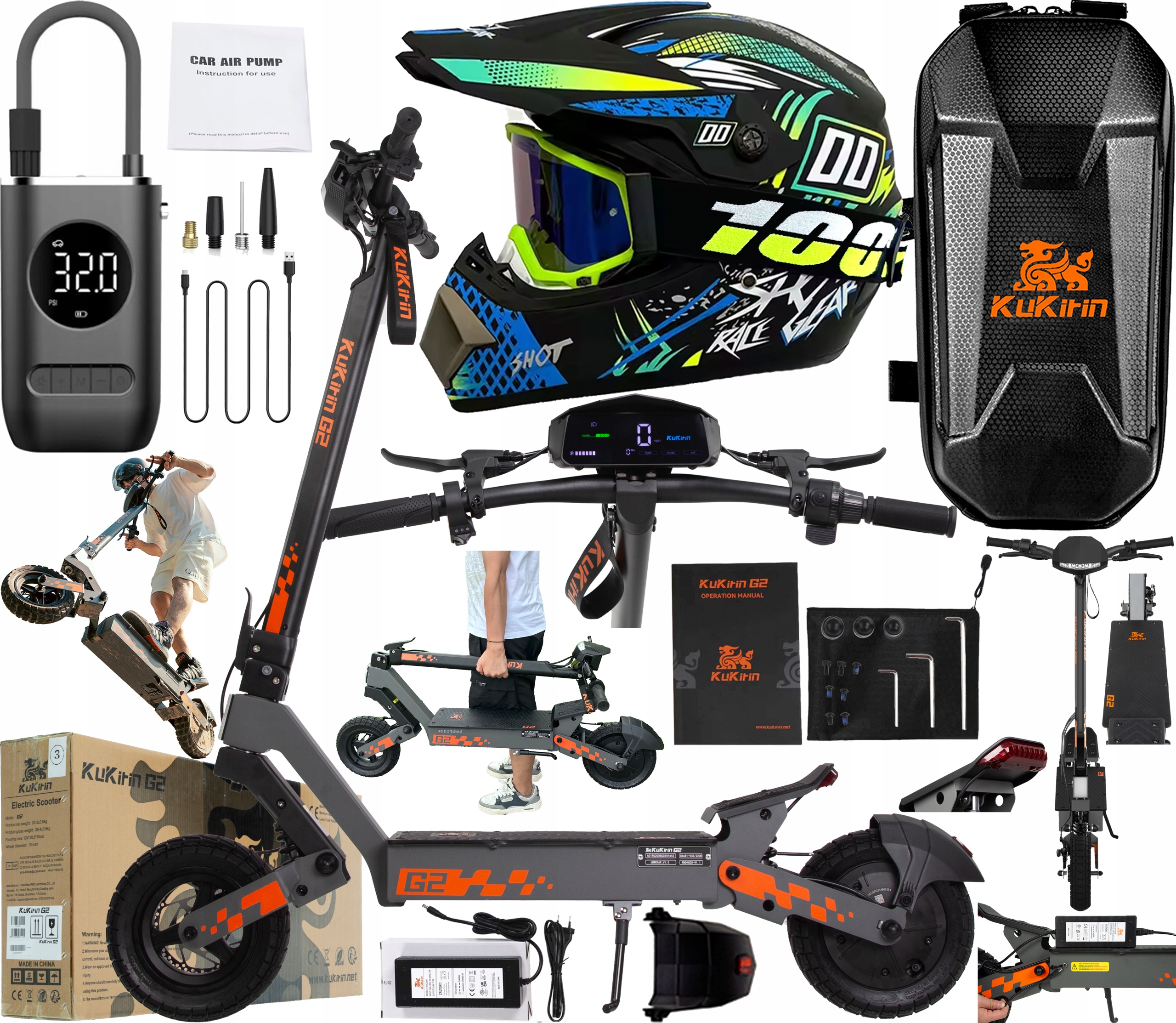 2026 KuKirin G2 Pojazdy elektryczne 48V 15Ah 800W 45KM/H 55KM 10" +Prezent