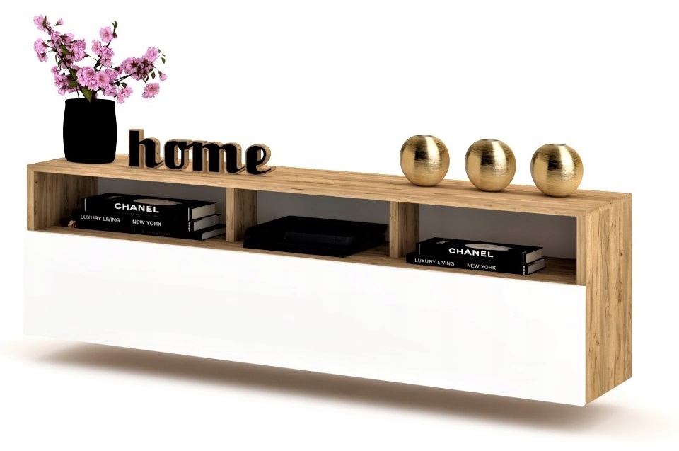 Závěsná Rtv skříňka Komoda Play Dub Craft Bílá 140