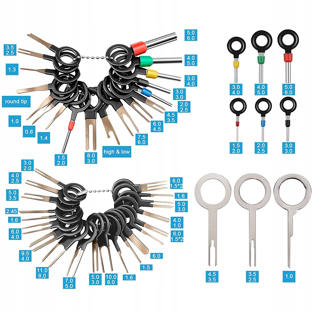 ZŁĄCZY KABLOWYCH PIN RELEASE KEY EXTRACTOR ZESTAW 41SZT