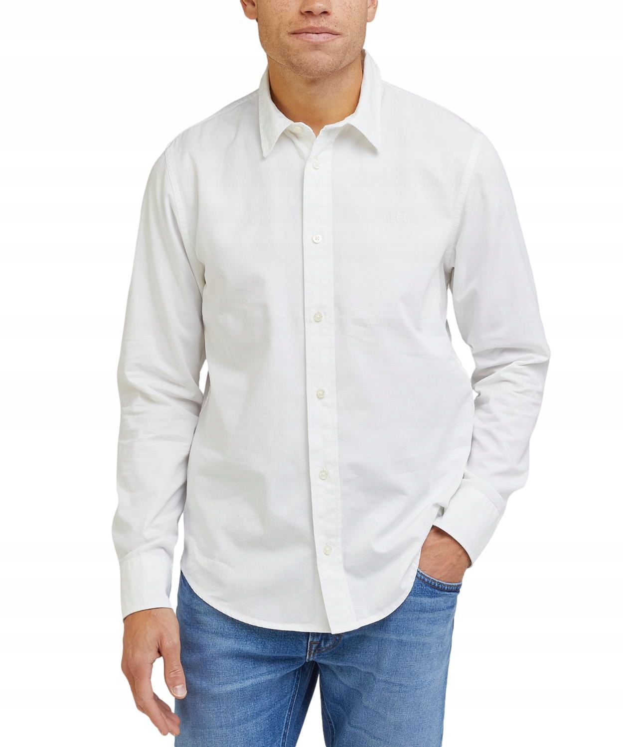 Bílá košile Lee Patch Shirt lněná Bright White XL