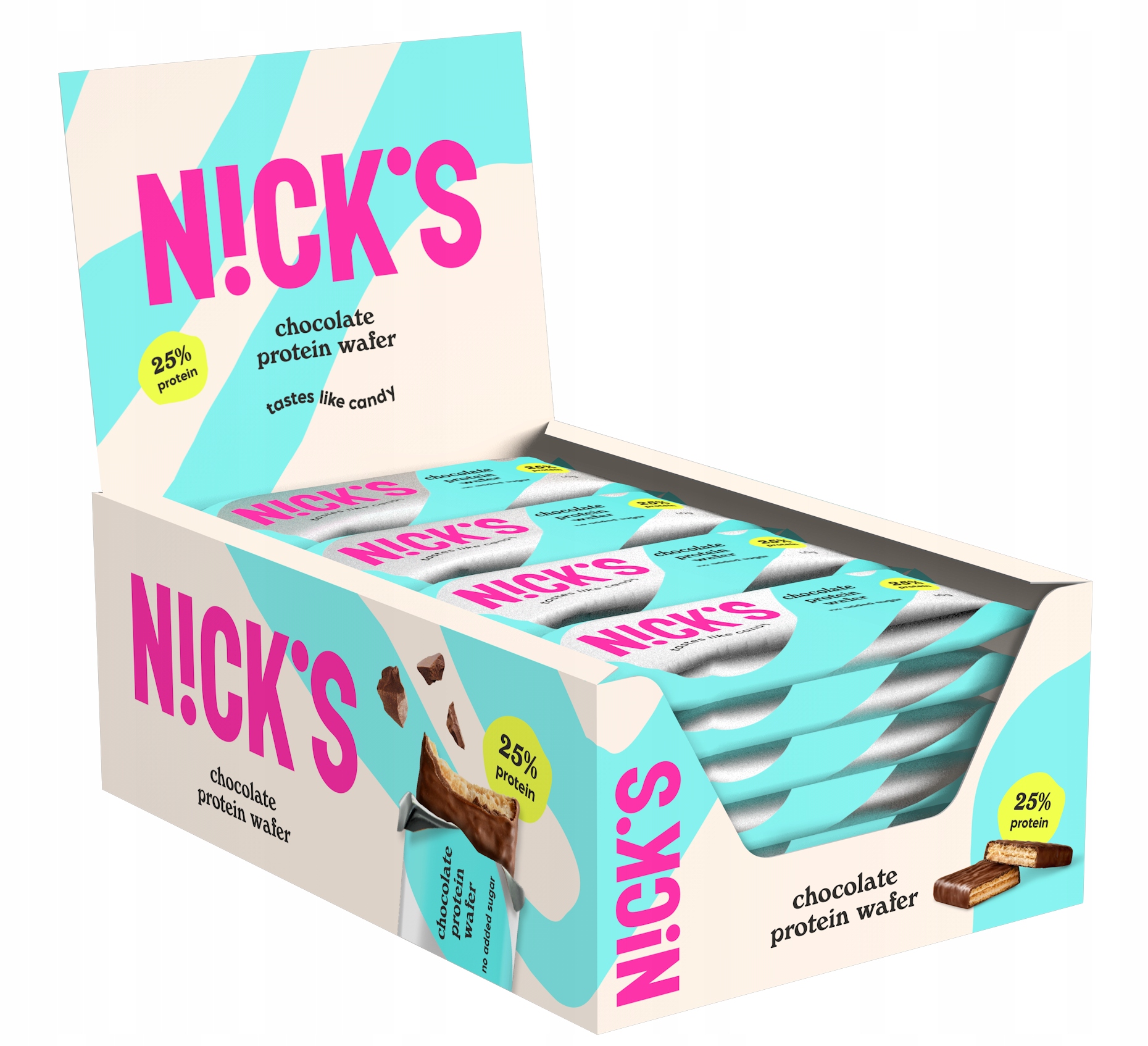 Nick's Protein Wafer Chocolate Proteinowy Wafalek Czekoladowy 40g x 24 szt