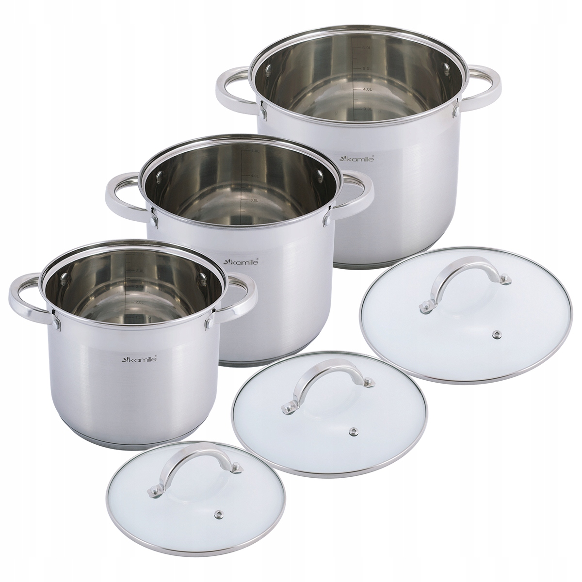 ZESTAW GARNKÓW 6 el. INOX - Idealny dla każdej kuchni Marka Kamille