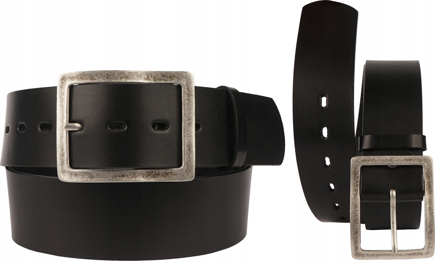 Pasek Męski Skórzany Czarny Pas Do Spodni Szeroki 5,0 cm Na Obwód Pasa 95