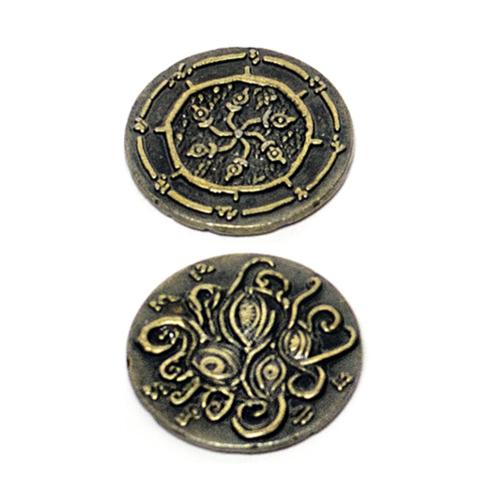 KULTYŚCI ZESTAW 27 METALOWYCH MONET LARP RPG Materiał metal