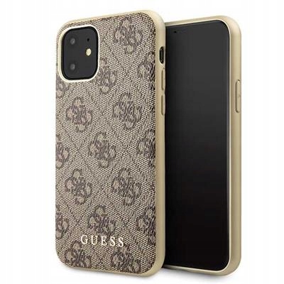 Oryginalne Etui Guess Plecki Nakładka Case Mocny do Apple iPhone 11 Brązowy