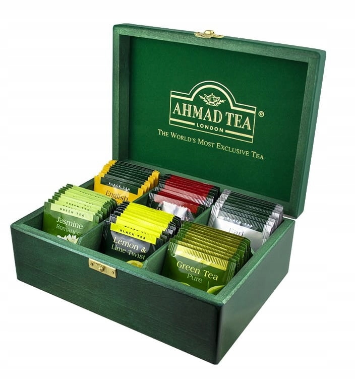 Ahmad Mix Zestaw Herbat 60 torebek Skrzynka drewniana Herbata