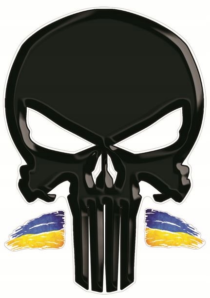Samolepka Nálepka Tattoo Na Auto Lebka Ukrajina 15x21cm Vlajka 4,6x3cm