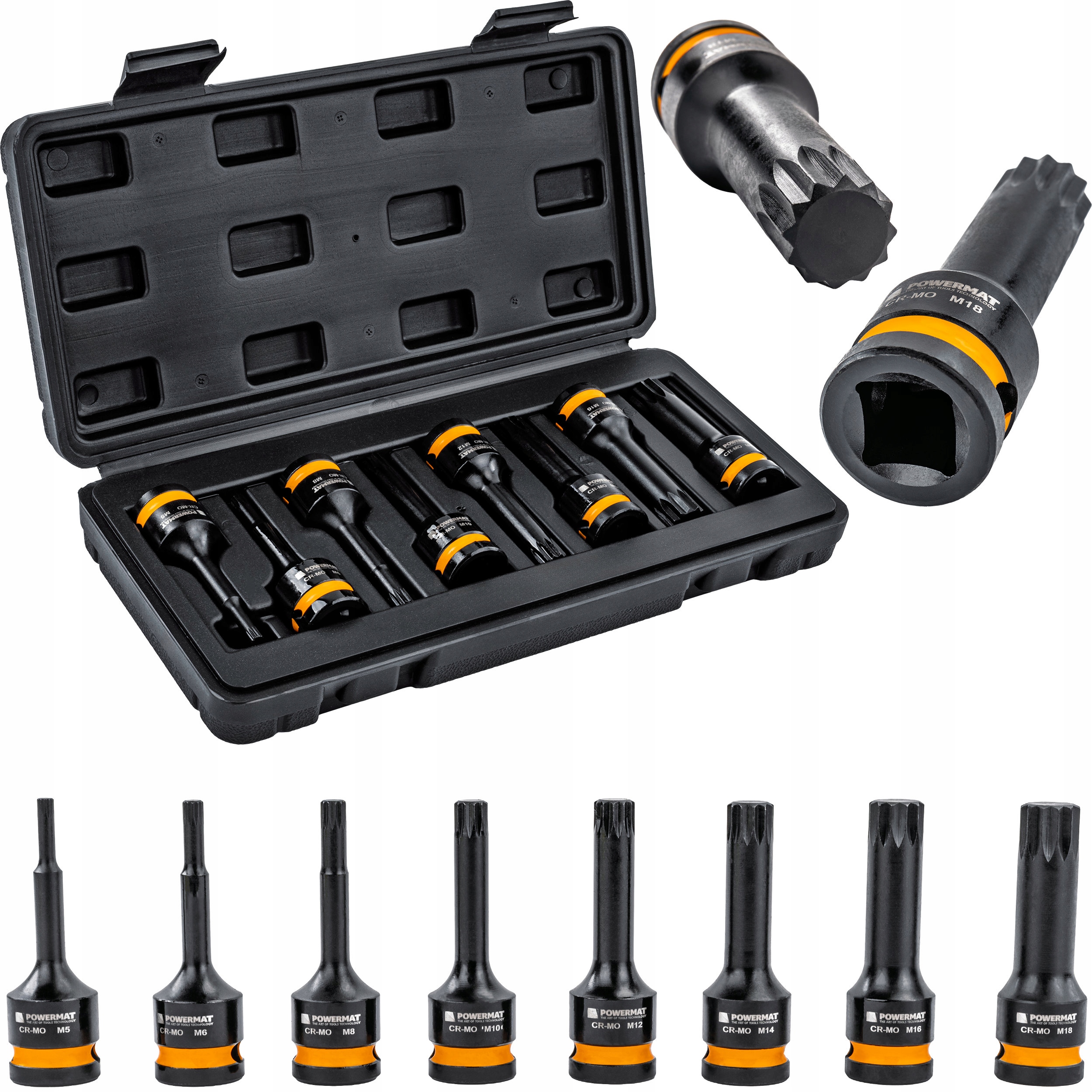 Zestaw Nasadek Udarowych Spline 1/2 Cala 78 MM Cr-mo 8SZT Do Kluczy Walizka