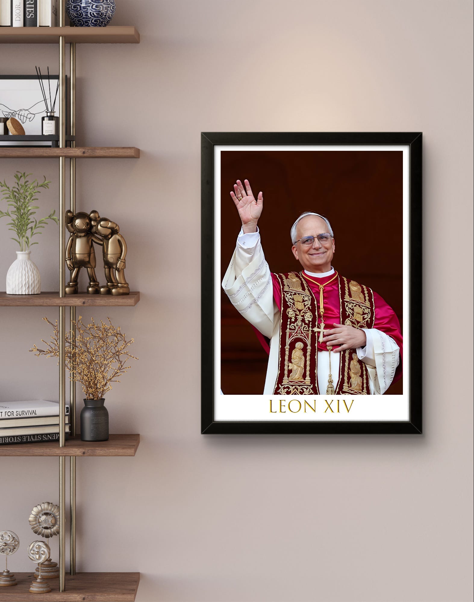 PAPIEŻ LEON XIV FOTOOBRAZ W ZŁOTEJ RAMIE A3 OBRAZ ZDJĘCIE KOPIA 30X42 Marka inna