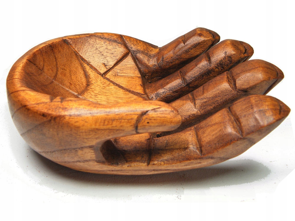 

Efektowna Rzeźba z Drewna Suar Dłoń Ręka Patera