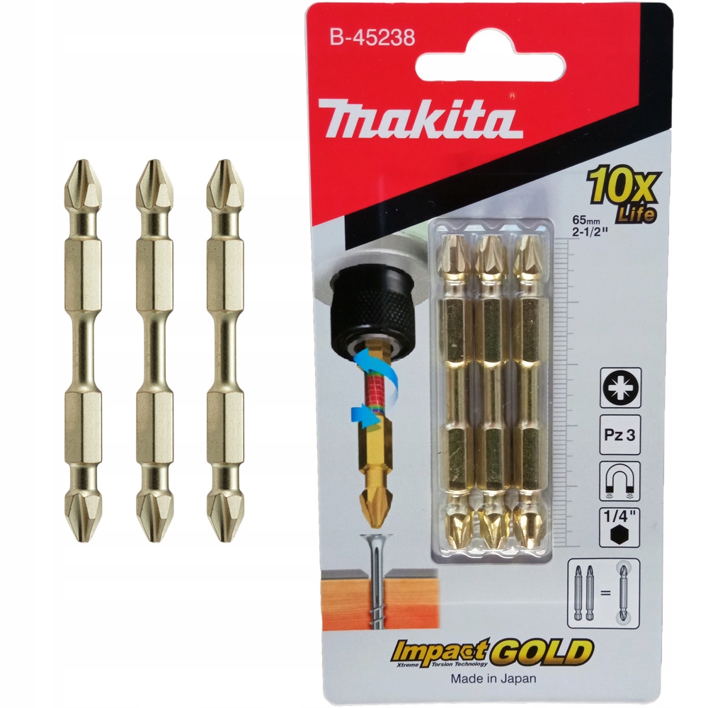

Makita Zestaw Bitów Udarowych PZ3 Obustronne 3SZT