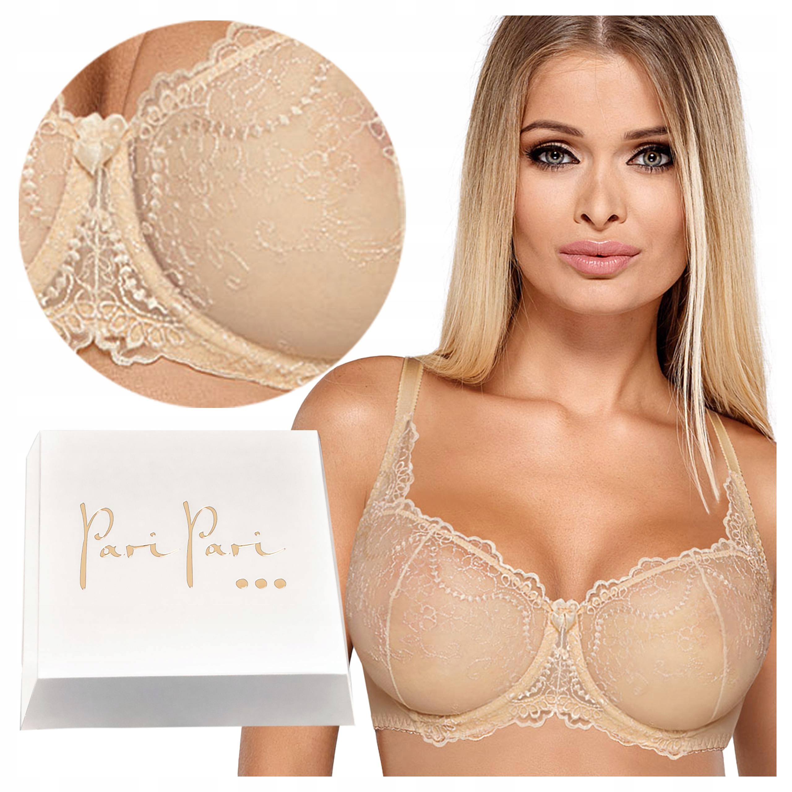 Měkká krajková podprsenka Soft s výšivkou a kosticemi, béžová, 75H