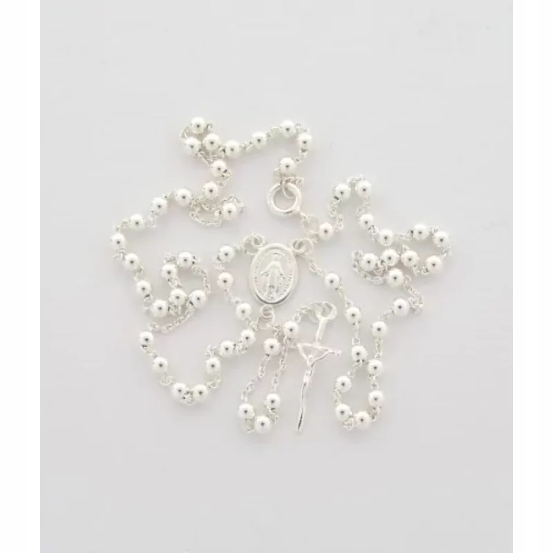 Růženec stříbrný s Pannou Marií Neposkvrněnou, rozepínací menší