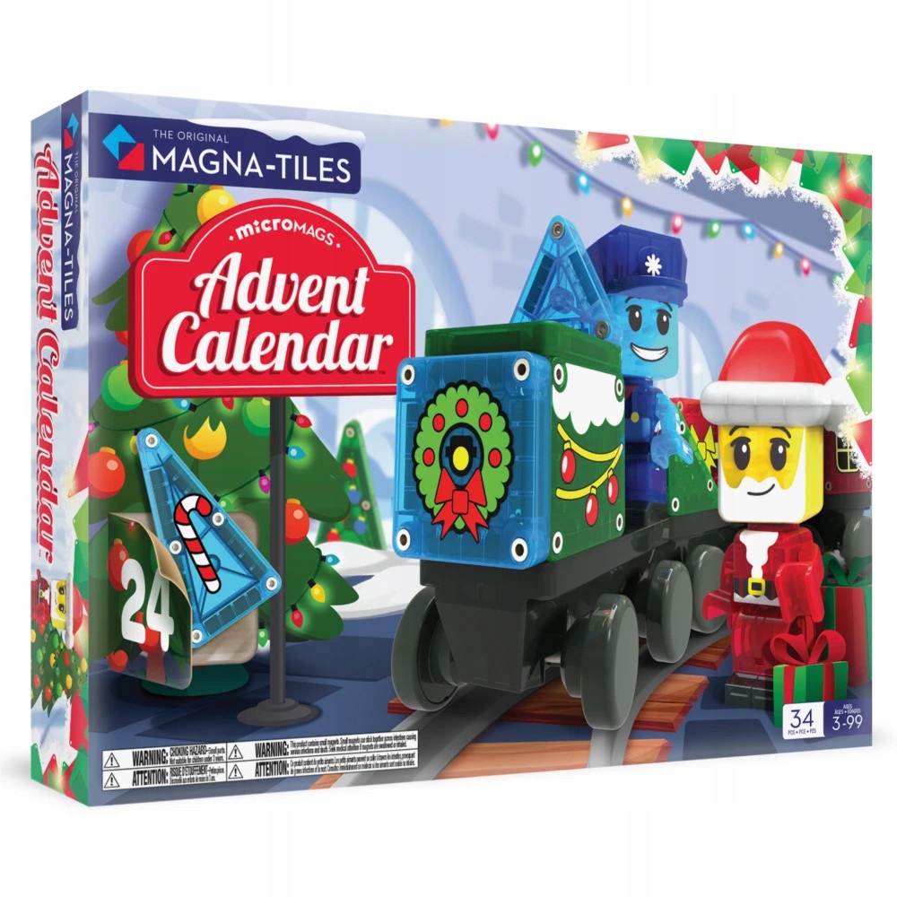 Адвент-календарь Magna-Tiles microMAGS, магнитный конструктор 34 детали, от 3 лет