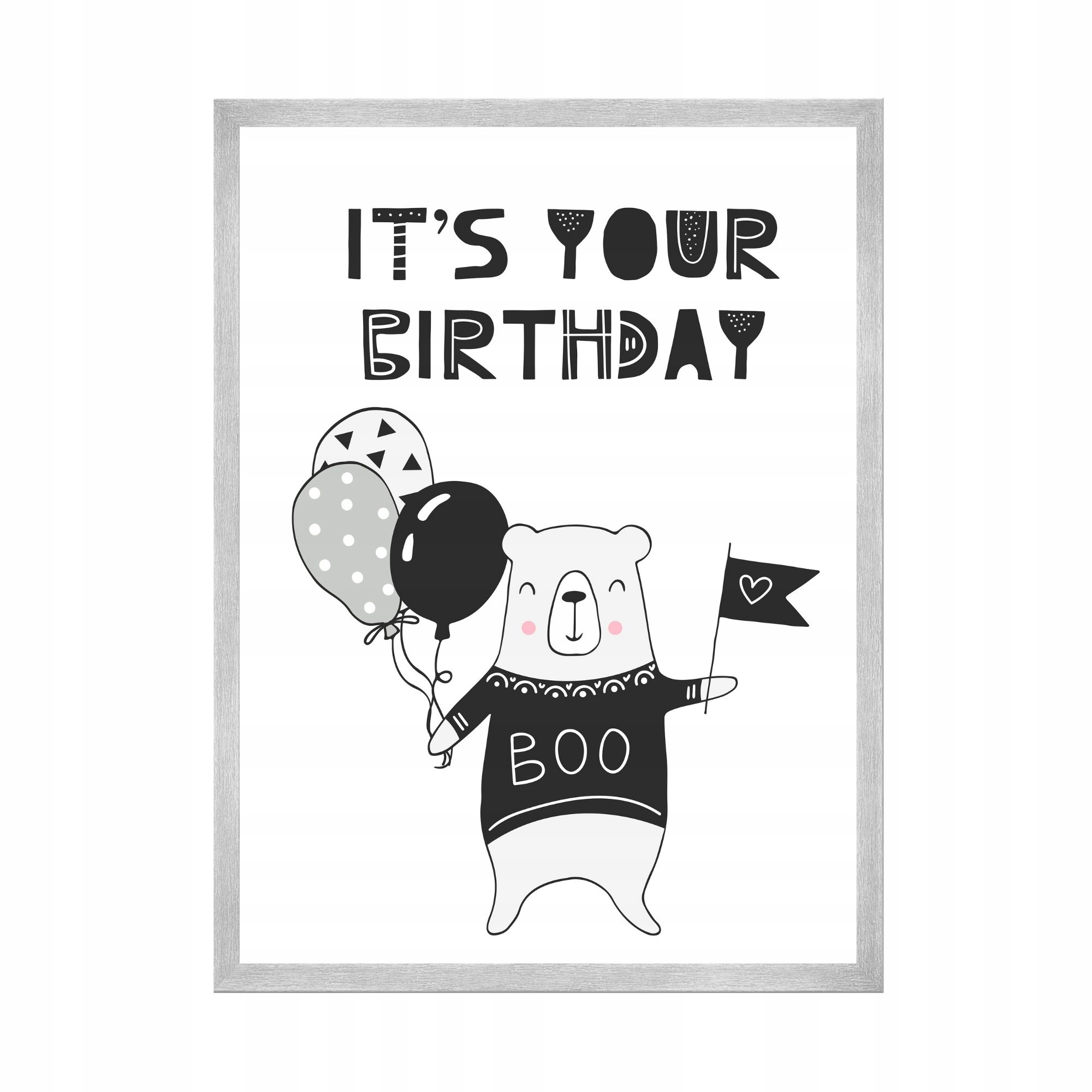 Plakát It's your birthday Vaše narozeniny 50x70 cm rámeček stříbrný