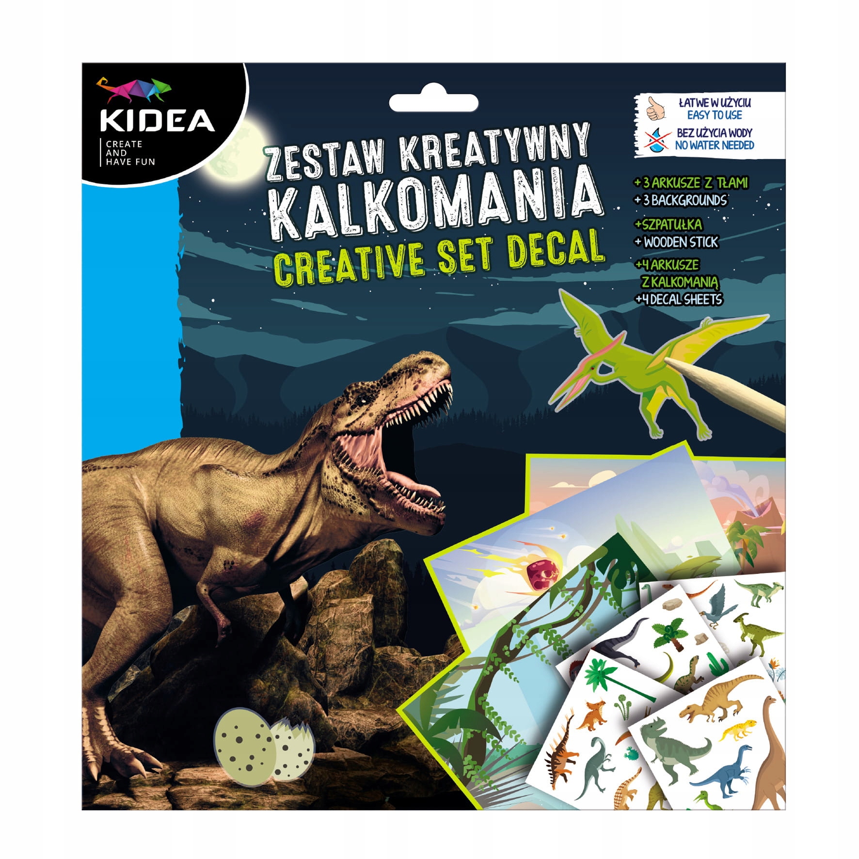 

Zestaw Kreatywny Kidea Kalkomania Dinozaury