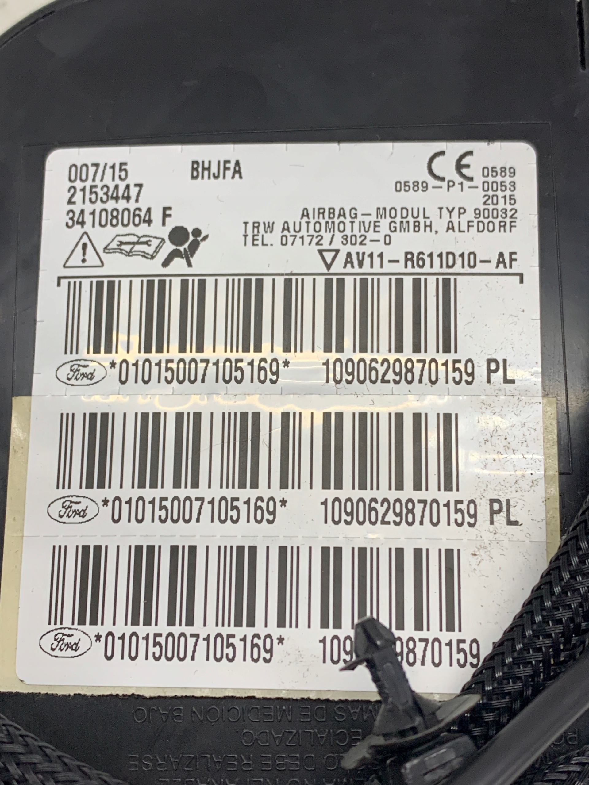 seat airbag right AV11-R611D10AF FORD B-MAX (2012-2017) 1.5TDCI