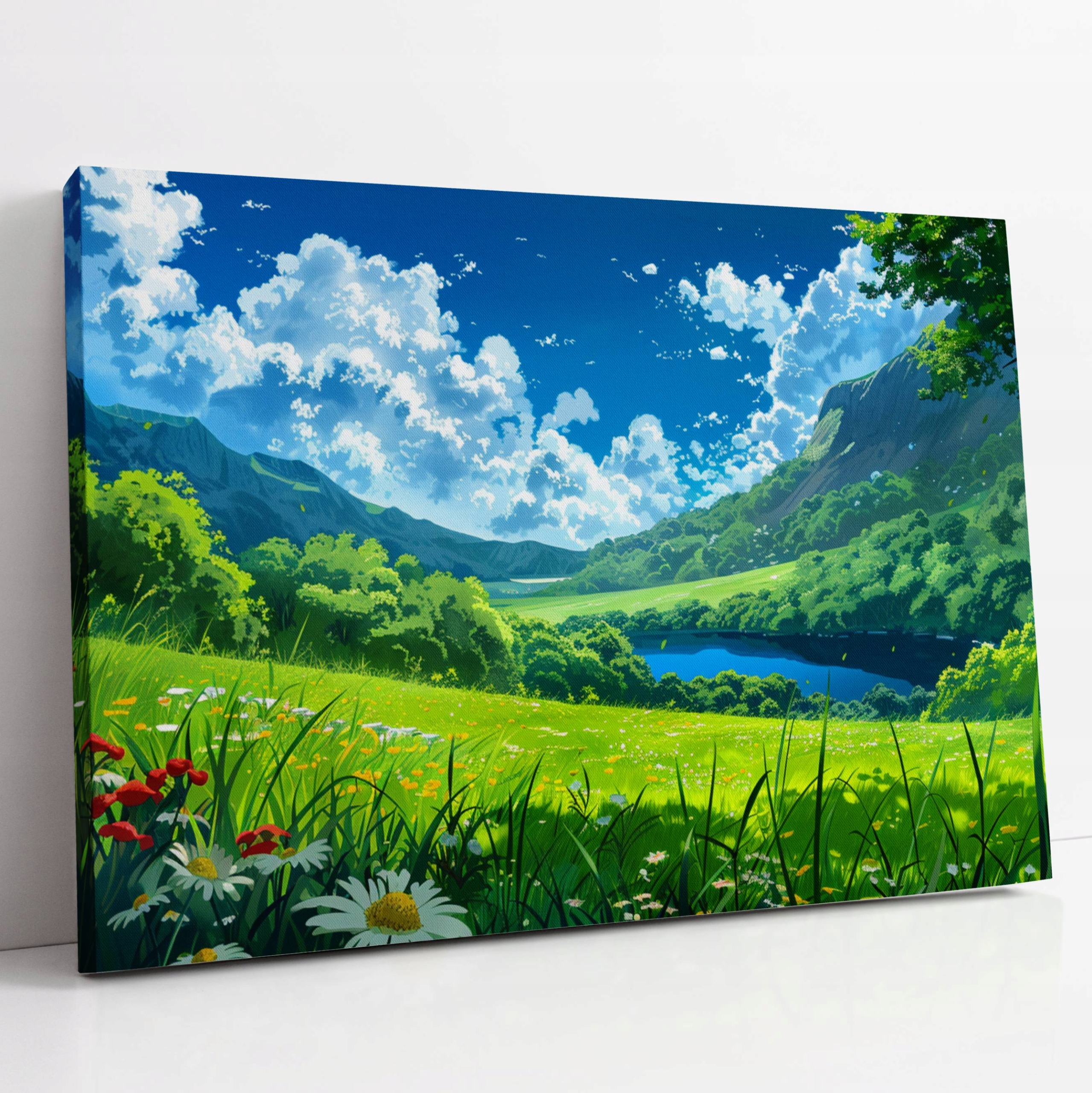 Obraz na plátně Louka nad jezerem krajina do domu obývacího pokoje 100x70