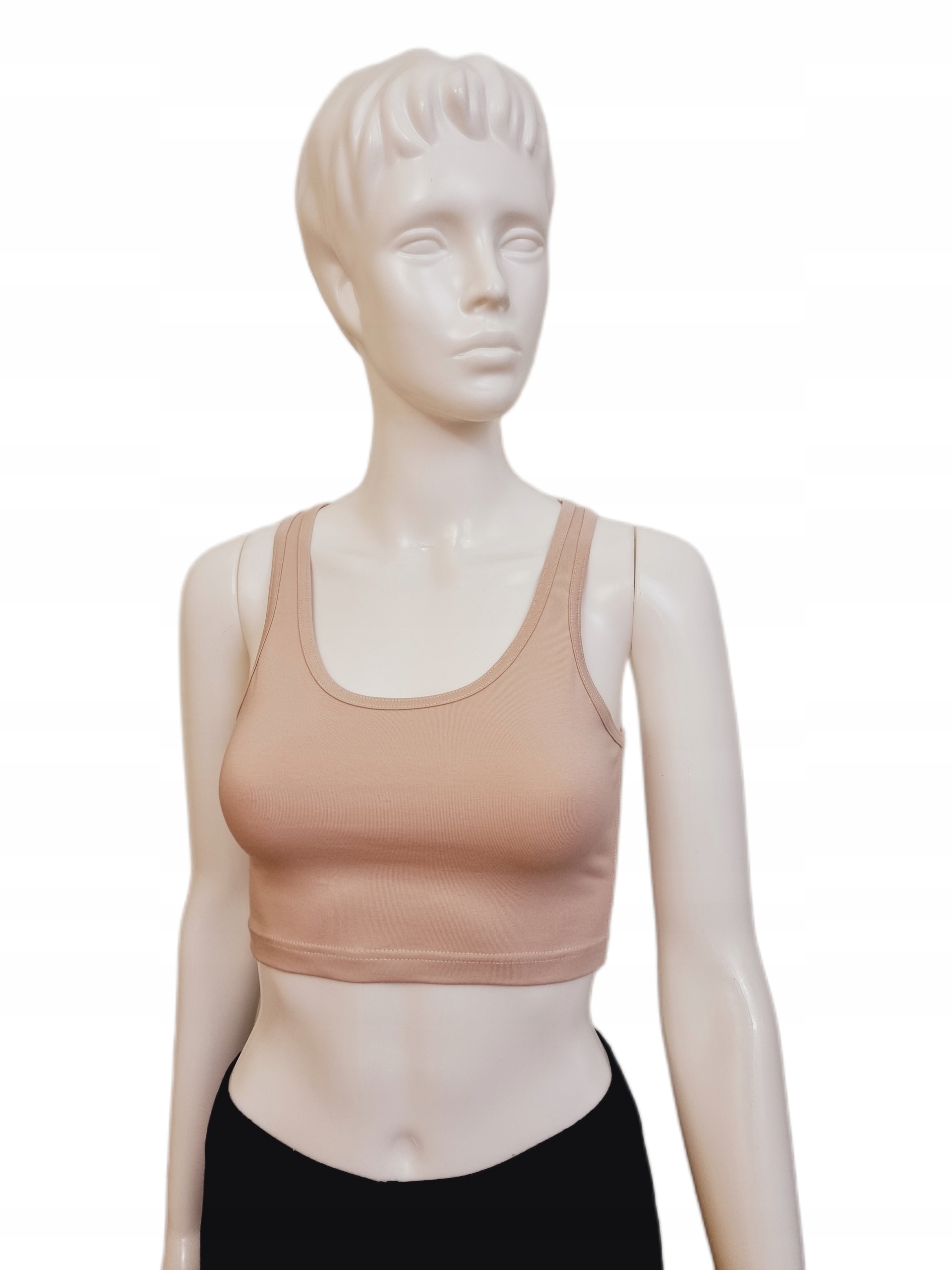 TOP SPORTOWY dziewczęcy TOP_1.1 beżowy CIELISTY do szkoły tańca na wiosnę