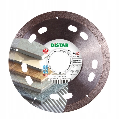 Diamantový kotouč Distar Esthete pro řezání slinuté dlažby o průměru 115 mm