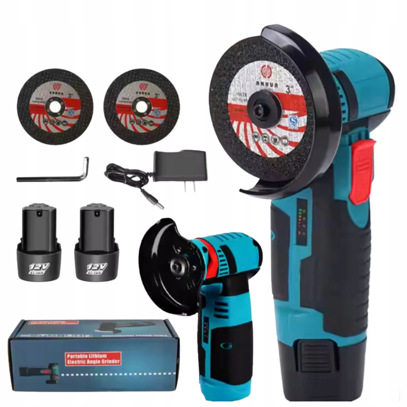 Silná mini akumulátorová bruska 12V úhlová 2xAku 2xBezkartáčová kotoučová bruska