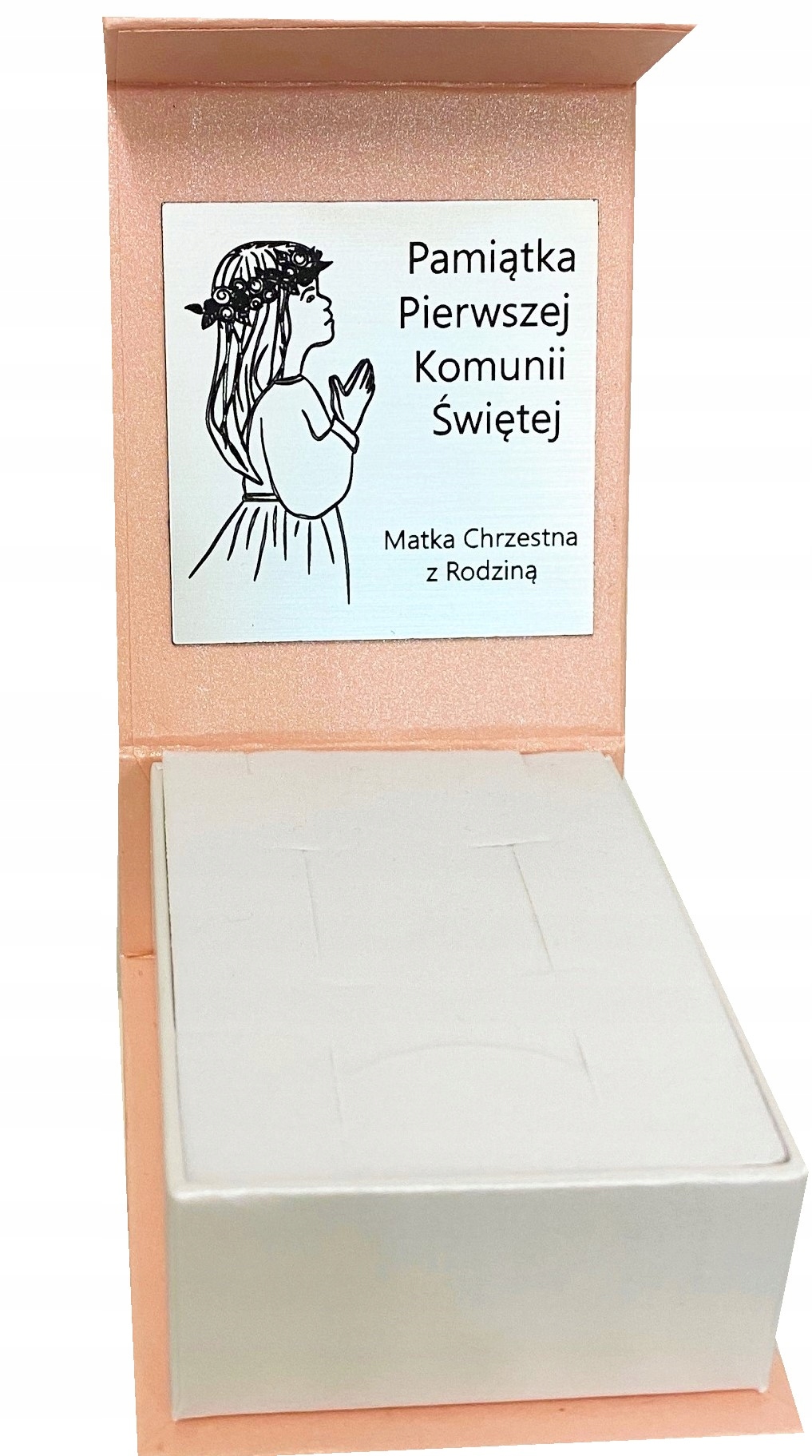 

Różowe pudełko z Grawerem komunia chrzest