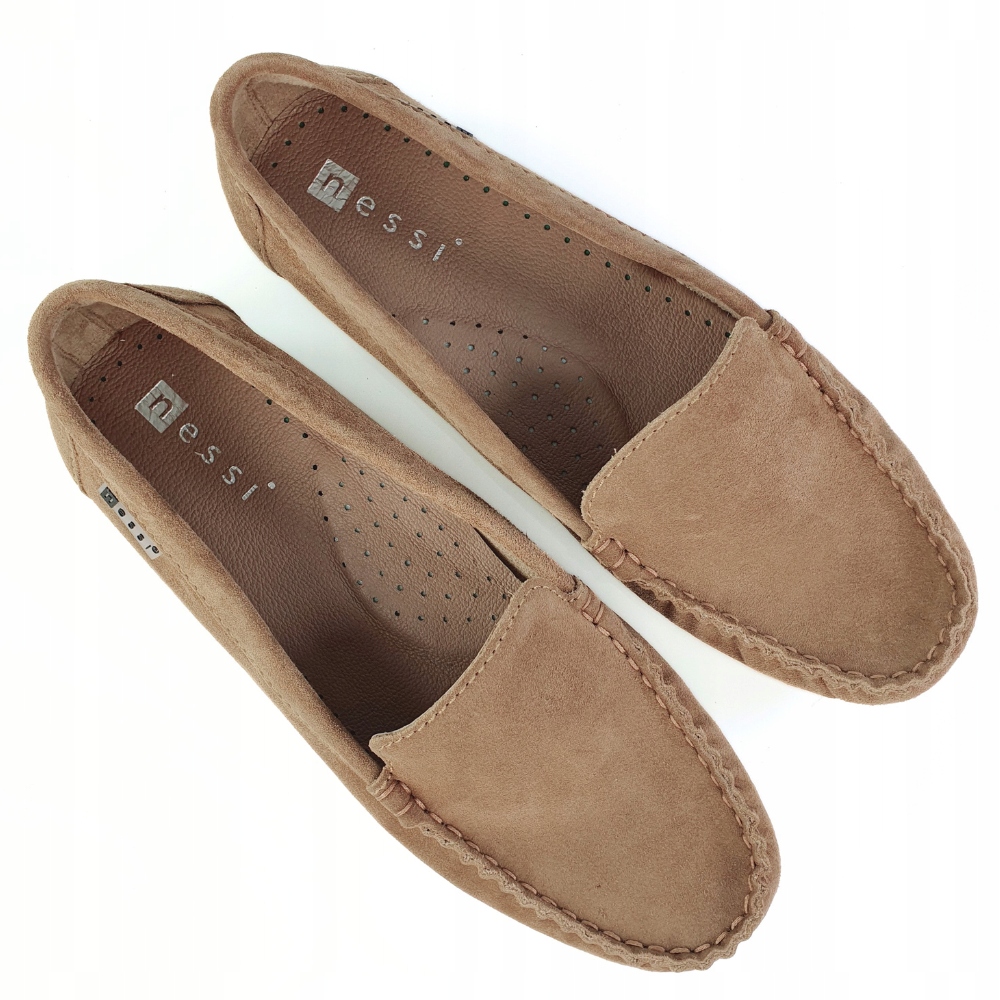 Nessi 17130 mokasyny beż zamsz 38