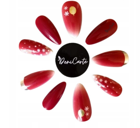 PAZNOKCIE SZTUCZNE TIPSY ŚWIĄTECZNE ZIMOWE 24SZT