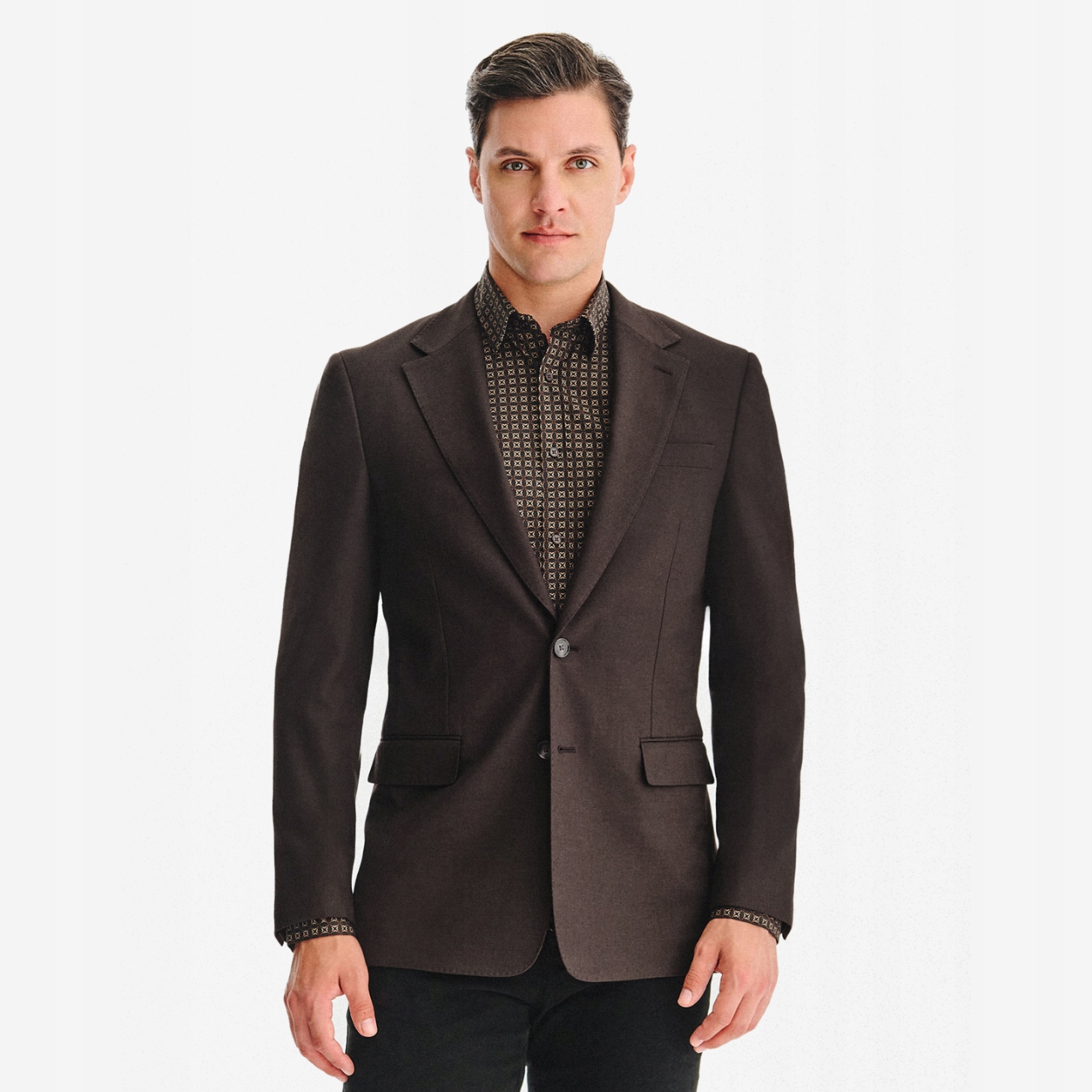 Hladká hnědá sako pánská bunda Slim Fit Pako Lorente vel