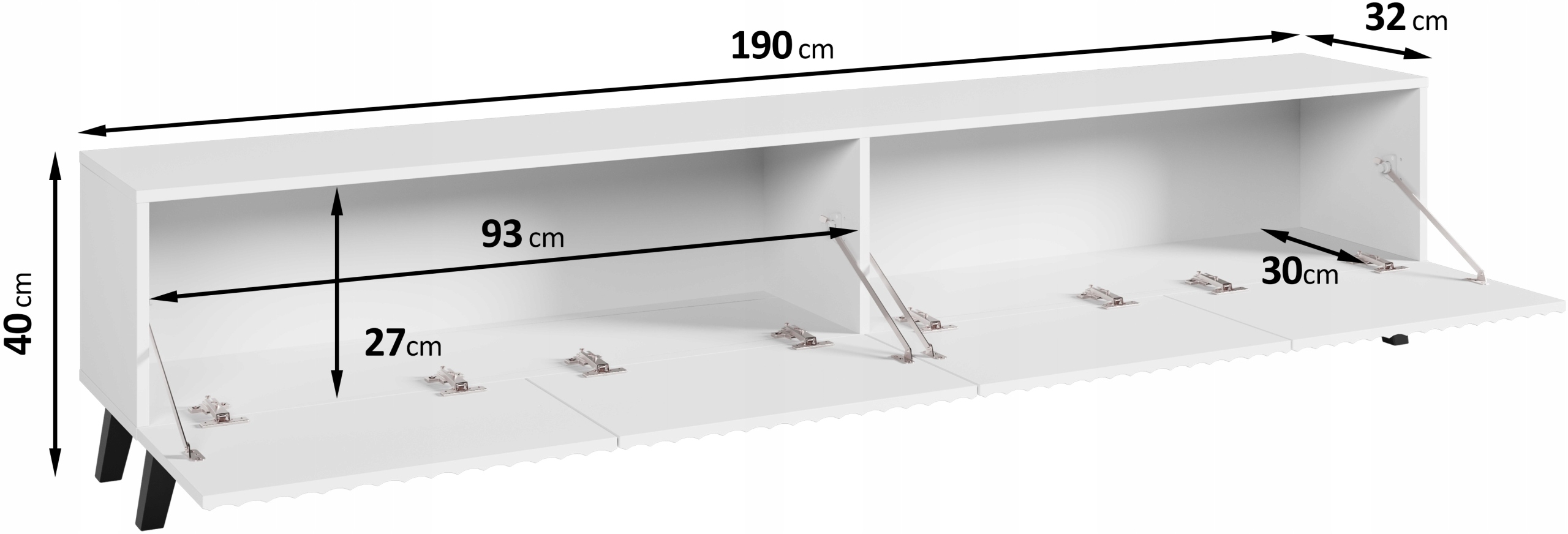 Szafka RTV PHUKET 190 Dąb Artisan / Białe Ryfle Głębokość mebla 32 cm