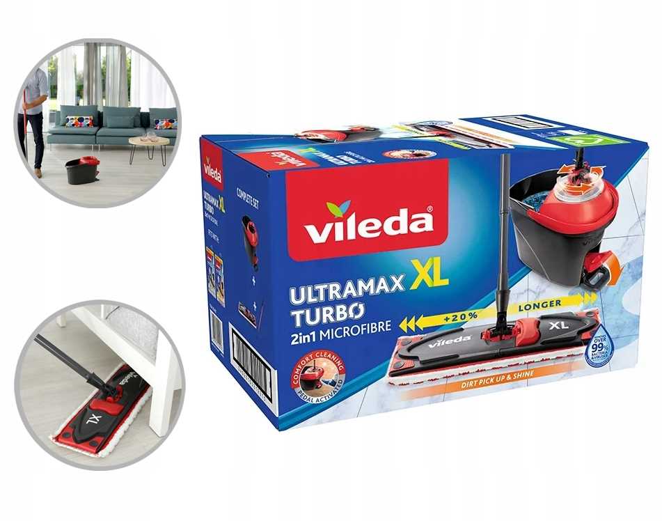 Levně Vileda Plochý mop Ultramax Box XL Kbelík se ždímačem Sada nástavců