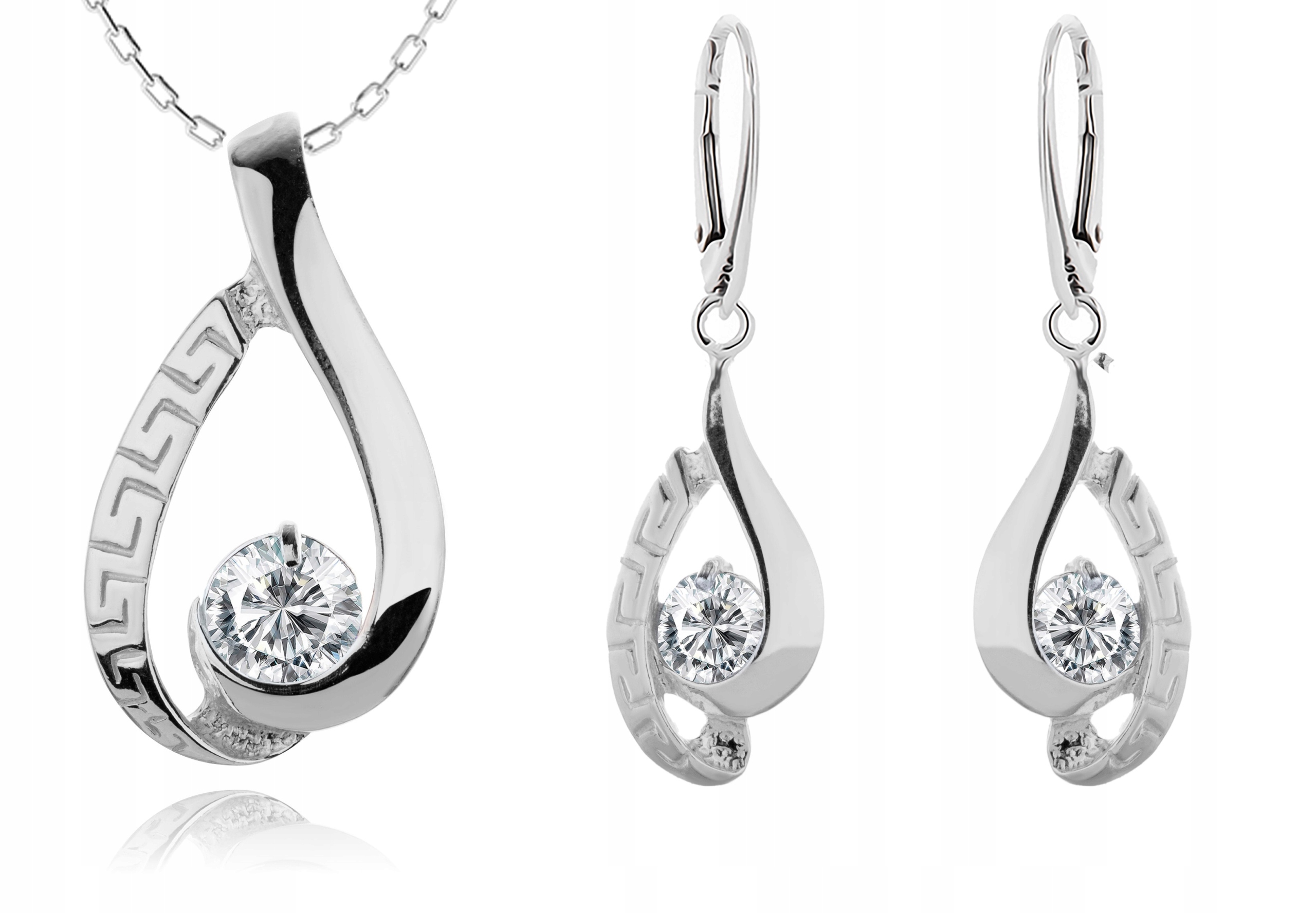 

Srebrny Komplet Biżuterii Z Cyrkoniami Angiel.zap