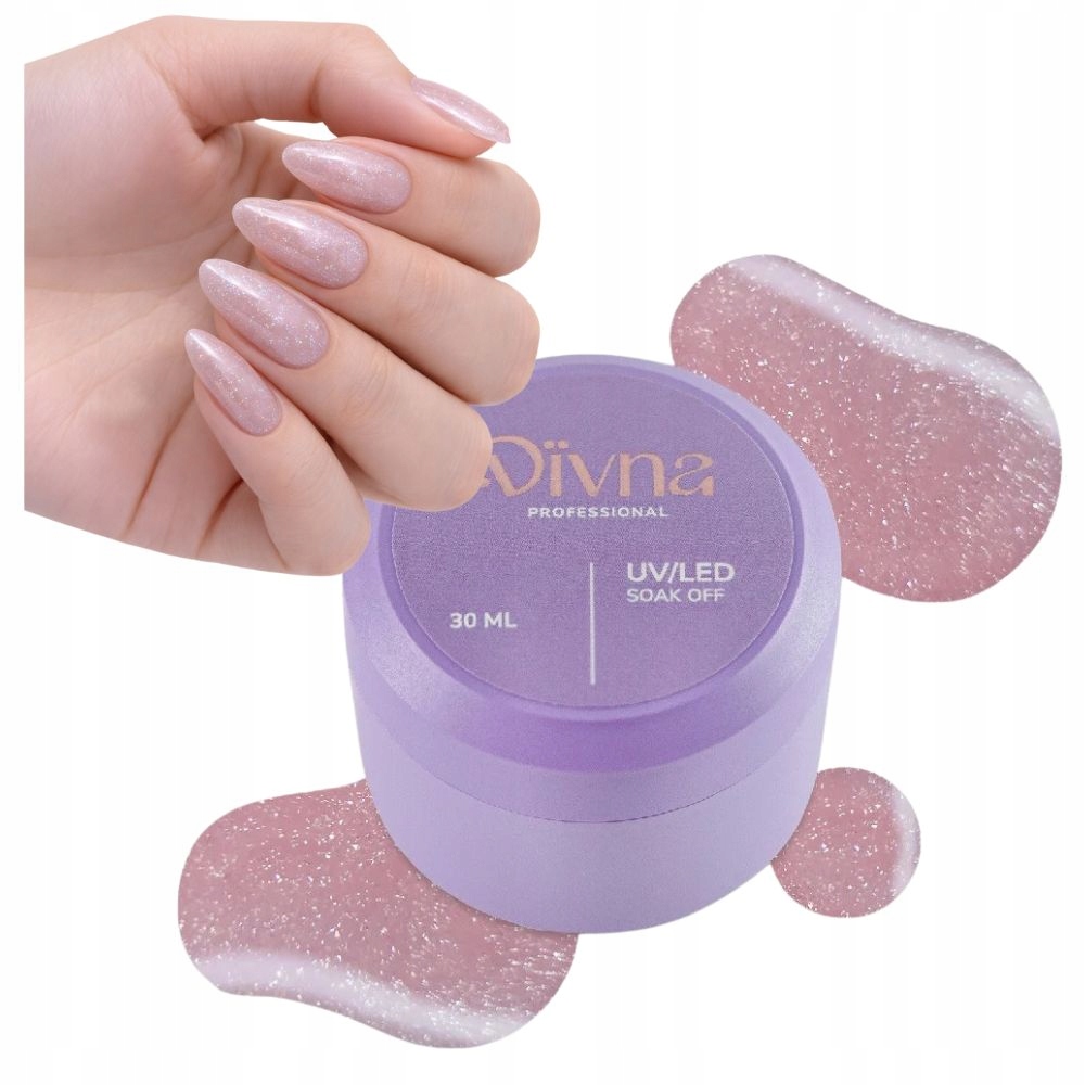 Divna Żel Budujący Różowy Brokatowy Do Paznokci Trwały Balmy Gel 19 30ml