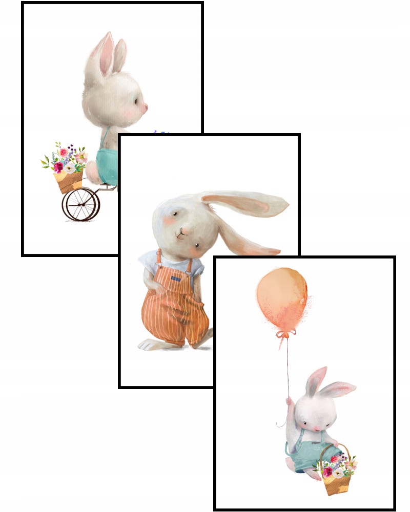 

Zestaw Plakatów 30x40cm do Pokoju Dziecka 3 Zające