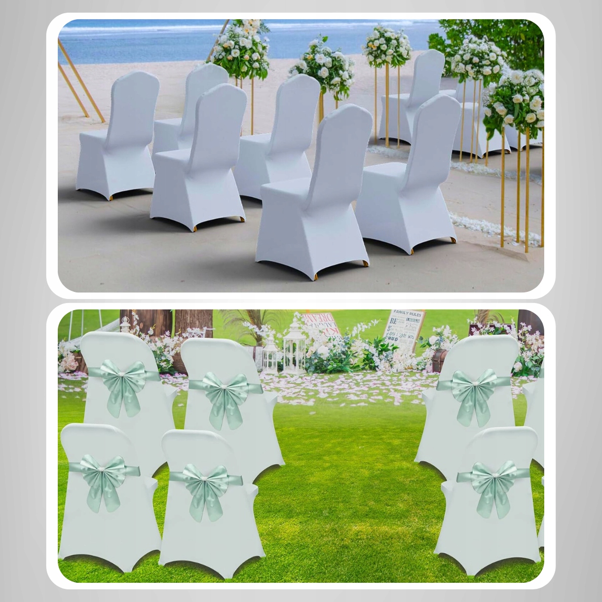 POKROWIEC ELASTYCZNY NA KRZESŁO BANKIETOWE UNIWERSALNY GRUBY BIAŁY PEŁNY Kolor dominujący biały