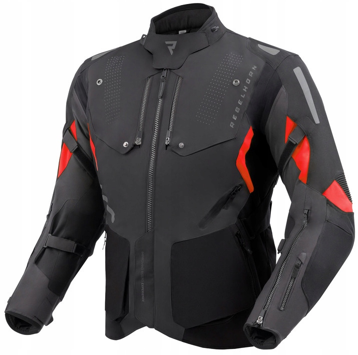 Rebelhorn Hiker IV Black Dark Grey Red Motocyklová Textilná Bunda L