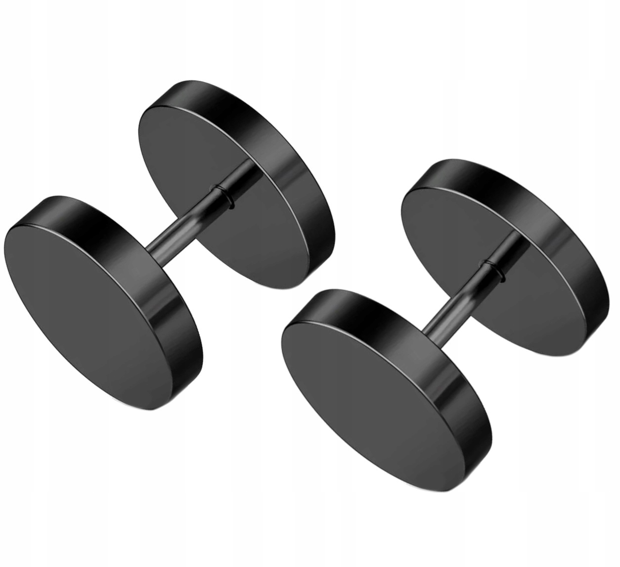 KOLCZYKI MĘSKIE CZARNE TUNEL FAKE 10 mm STAL CHIRURGICZNA 316 L 2 SZTUKI