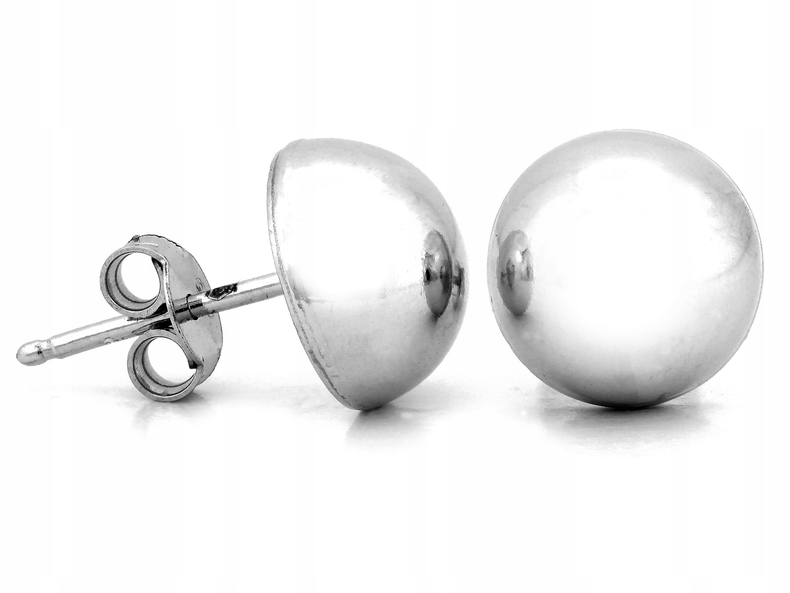 Stříbrné náušnice 925 polokoule na tyčinku s rhodiovaným povrchem 2 g Dárek