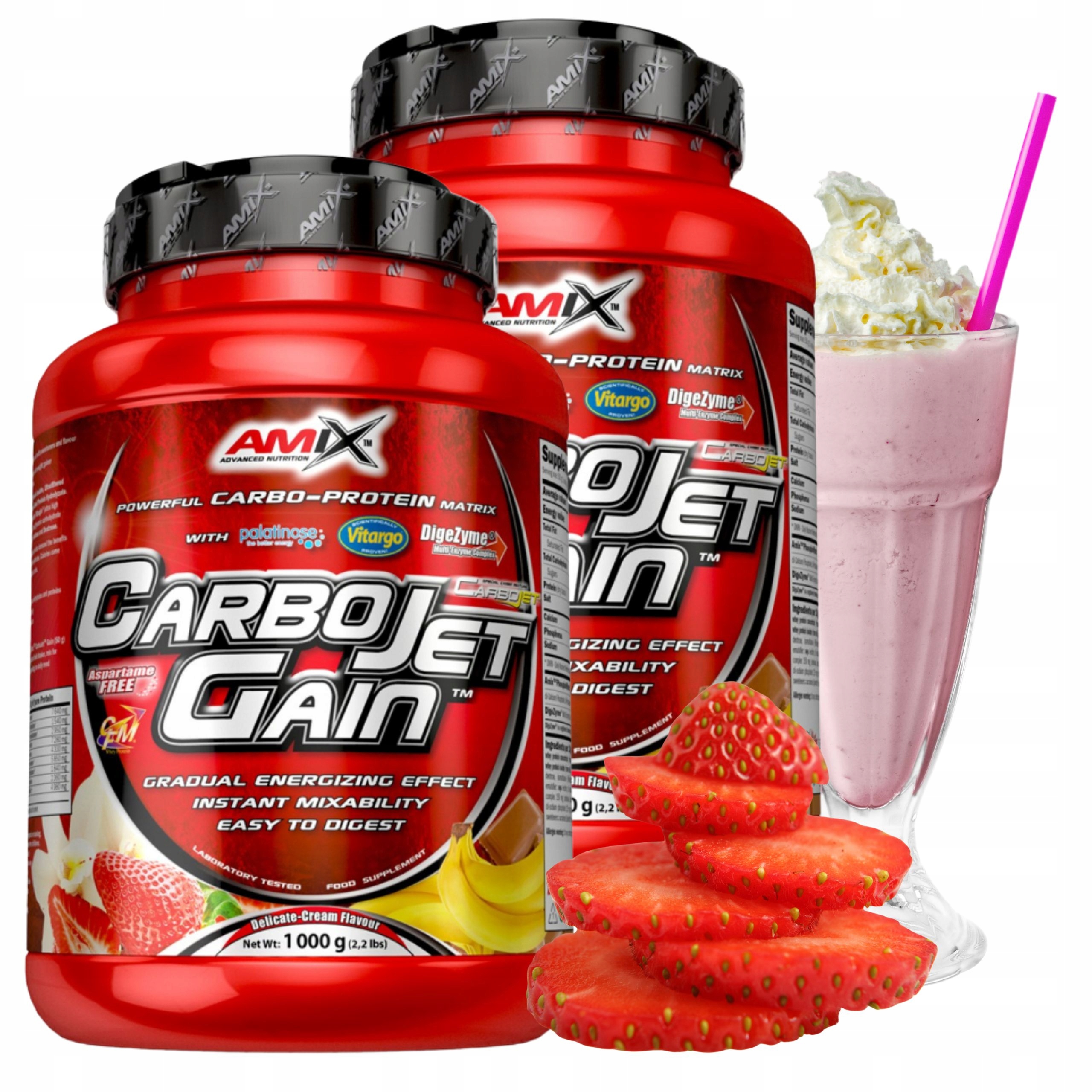 Gainer Bílkoviny Protein na Svaly Sacharidy Wpi Cfm Jahoda