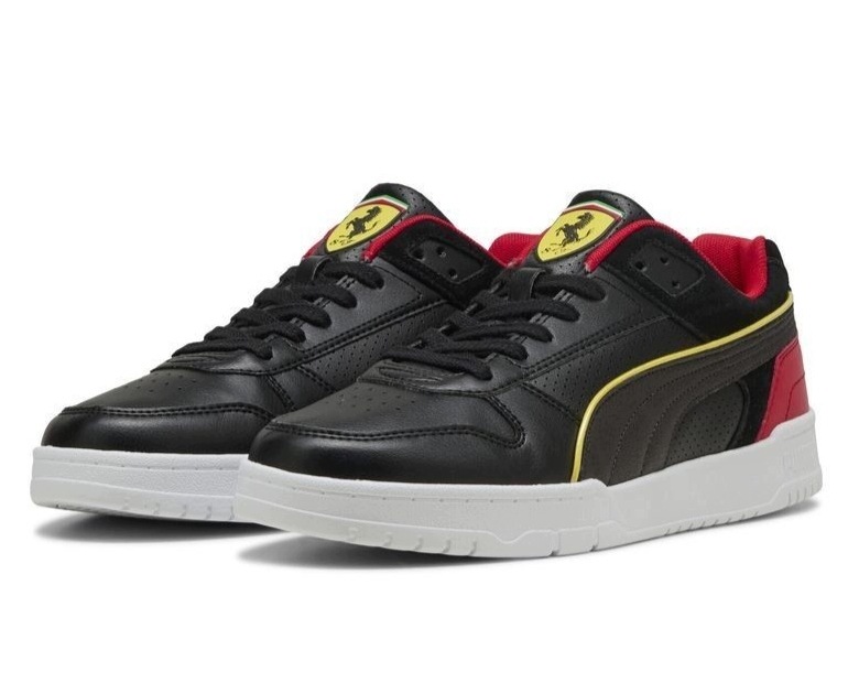 Buty Puma Ferrari 308994 01 Czarne na białej podeszwie chłopięce rozm. 36